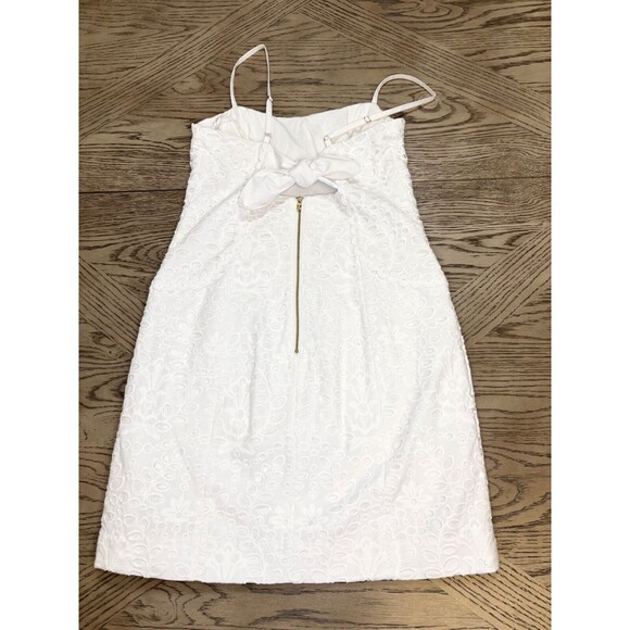LILLY PULITZER SHELLI Formal Spring dress WHITE MINI EYELET Bow Cutout Size 6 - Picture 7 of 13